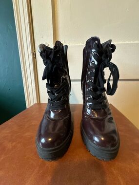 Steve Madden Platform Lace-Up Combat Boots in Deep Burgundy